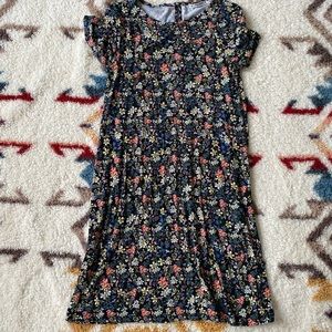 Pull&Bear Black Floral T-Short Swing Dress